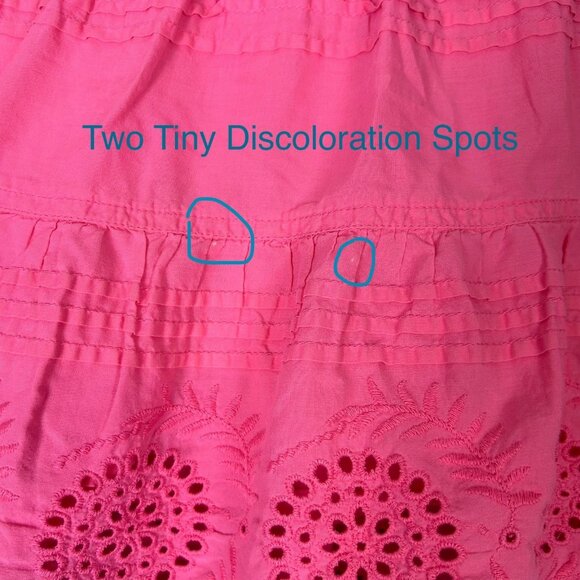 Mini Boden Skirt Girls 5/6 Pink Cotton Eyelet Tiered Ruffle Hem Drawstring Waist - Picture 9 of 10